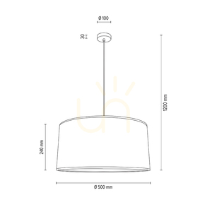 Lampa suspendată Ora, 1xE27, Max. 60 W, metal negru/cablu din PVC transparent/abat-jour auriu, Ø 50 cm small 3