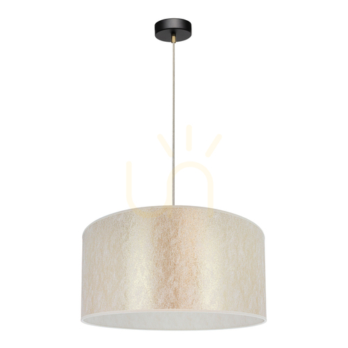 Verifica Lampa suspendată Ora, 1xE27, Max. 60 W, metal negru/cablu din PVC transparent/abat-jour auriu, Ø 50 cm