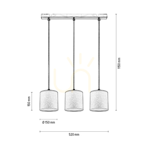 Lampa suspendată Ora, 3xE27, Max. 25 W, metal negru/cablu din PVC transparent/abat-jour auriu, 52 cm small 3