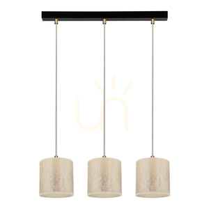Lampa suspendată Ora, 3xE27, Max. 25 W, metal negru/cablu din PVC transparent/abat-jour auriu, 52 cm small 0
