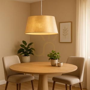 Lampa suspendată Ora, 1xE27, Max. 40 W, metal negru/cablu din PVC transparent/abat-jour auriu, Ø 60 cm small 2