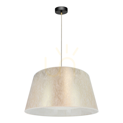 Verifica Lampa suspendată Ora, 1xE27, Max. 40 W, metal negru/cablu din PVC transparent/abat-jour auriu, Ø 60 cm
