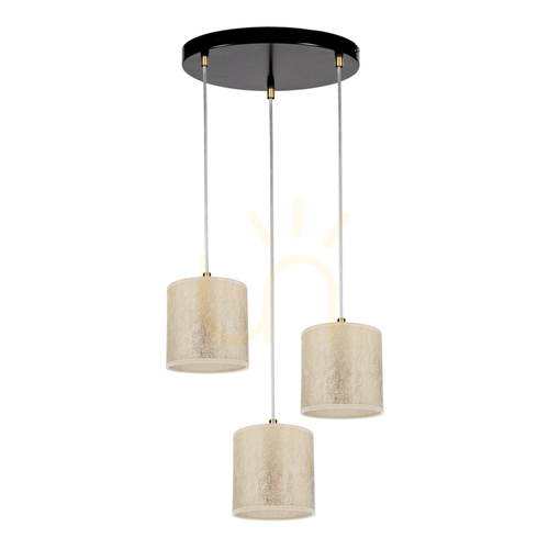 Verifica Lampa suspendată Ora, 3xE27, Max. 25 W, metal negru/cablu din PVC transparent/abat-jour auriu, Ø 30 cm
