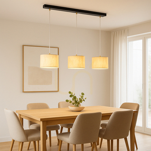 Lampa suspendată Ora, 3xE27, Max. 40 W, metal negru/cablu din PVC transparent/abat-jour auriu, 100 cm small 2