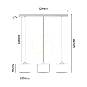 Lampa suspendată Ora, 3xE27, Max. 40 W, metal negru/cablu din PVC transparent/abat-jour auriu, 100 cm small 3