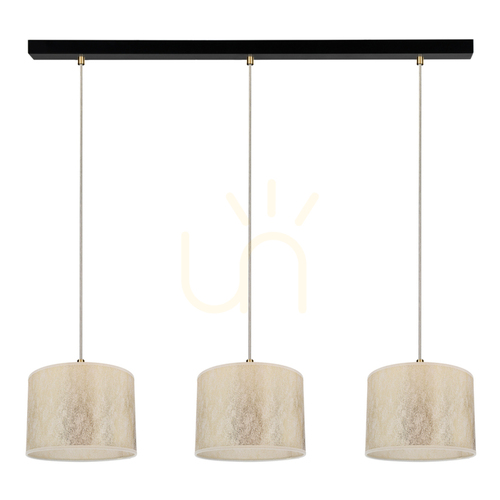 Verifica Lampa suspendată Ora, 3xE27, Max. 40 W, metal negru/cablu din PVC transparent/abat-jour auriu, 100 cm