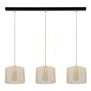 Lampa suspendată Ora, 3xE27, Max. 40 W, metal negru/cablu din PVC transparent/abat-jour auriu, 100 cm small 0