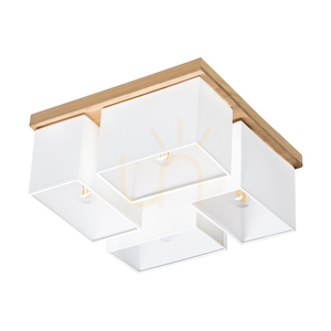 Lampa de tavan Paloma, 4xE27, Max. 25 W, stejar uleiat/alb, abajur de 45 cm small 4