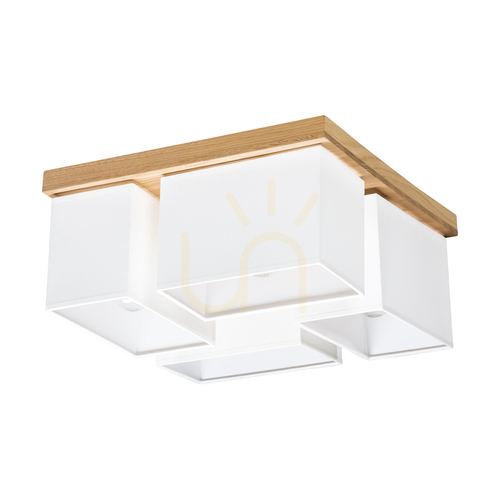 Verifica Lampa de tavan Paloma, 4xE27, Max. 25 W, stejar uleiat/alb, abajur de 45 cm
