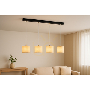 Lampa suspendată Ora, 4xE27, Max. 25 W, metal negru/cablu din PVC transparent/abat-jour auriu, 75 cm small 2