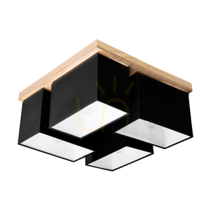 Lampa de tavan Paloma, 4xE27, Max. 25 W, stejar uleiat/negru, abajur de 45 cm small 4