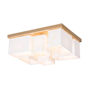 Lampa de tavan Paloma, 6xE27, Max. 25 W, stejar lustruit cu ulei/alb, abajur de 55 cm small 1