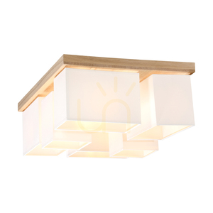 Lampa de tavan Paloma, 6xE27, Max. 25 W, stejar lustruit cu ulei/alb, abajur de 55 cm small 3