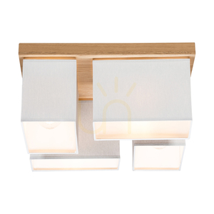 Lampa de tavan Paloma, 4xE27, Max. 25 W, stejar uleiat/gri, abajur de 45 cm small 3