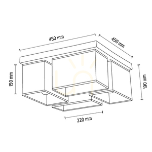 Lampa de tavan Paloma, 4xE27, Max. 25 W, stejar uleiat/gri, abajur de 45 cm small 5