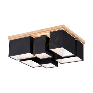 Lampa de tavan Paloma, 6xE27, Max. 25 W, stejar uleiat/negru, abajur de 55 cm small 1