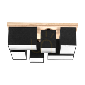 Lampa de tavan Paloma, 6xE27, Max. 25 W, stejar uleiat/negru, abajur de 55 cm small 2