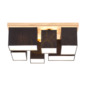Lampa de tavan Paloma, 6xE27, Max. 25 W, stejar uleiat/negru, abajur de 55 cm small 3