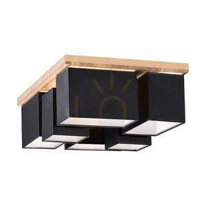 Lampa de tavan Paloma, 6xE27, Max. 25 W, stejar uleiat/negru, abajur de 55 cm small 4