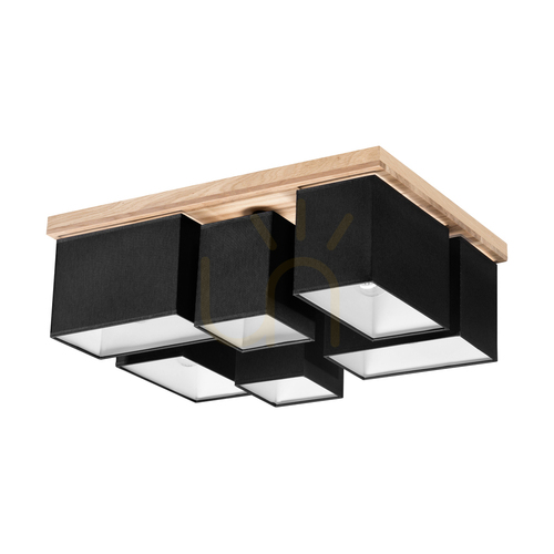 Verifica Lampa de tavan Paloma, 6xE27, Max. 25 W, stejar uleiat/negru, abajur de 55 cm