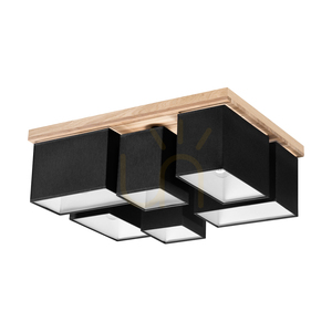 Lampa de tavan Paloma, 6xE27, Max. 25 W, stejar uleiat/negru, abajur de 55 cm small 0