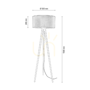 Lampa de podea Panda, 1xE27, Max. 60 W, mesteacăn alb/cablu din PVC transparent/abat-jour alb, Ø 50 cm small 2