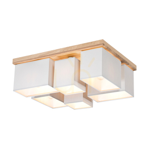 Lampa de tavan Paloma, 6xE27, Max. 25 W, stejar uleiat/gri, abajur de 55 cm small 1