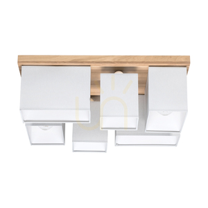 Lampa de tavan Paloma, 6xE27, Max. 25 W, stejar uleiat/gri, abajur de 55 cm small 2