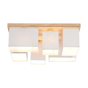 Lampa de tavan Paloma, 6xE27, Max. 25 W, stejar uleiat/gri, abajur de 55 cm small 3