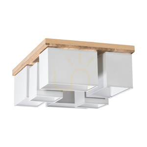 Lampa de tavan Paloma, 6xE27, Max. 25 W, stejar uleiat/gri, abajur de 55 cm small 4