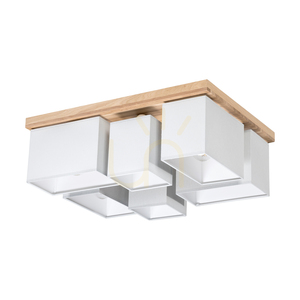 Lampa de tavan Paloma, 6xE27, Max. 25 W, stejar uleiat/gri, abajur de 55 cm small 0