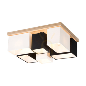 Lampa de tavan Paloma, 6xE27, Max. 25 W, stejar lustruit / alb-negru, abajur de 55 cm small 1