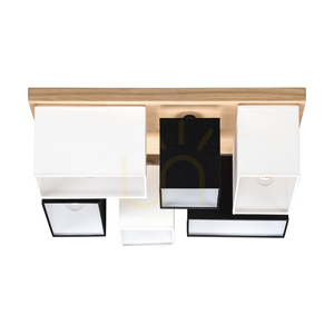 Lampa de tavan Paloma, 6xE27, Max. 25 W, stejar lustruit / alb-negru, abajur de 55 cm small 2