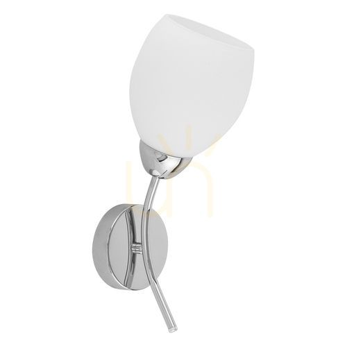 Verifica Aplică de perete Parma, 1xE27, Max. 60 W, metal cromat/abat-jour din sticlă albă, 16 cm