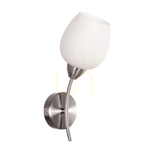 Aplică de perete Parma 1xE27 Max. 60 W, metal satinat/abajur din sticlă albă, 16 cm small 0