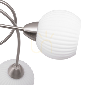 Lampa de tavan Pavia, 5xE27, Max. 60 W, metal satinat/abat-jour din sticlă albă, Ø 65 cm small 2
