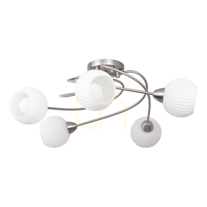 Lampa de tavan Pavia, 5xE27, Max. 60 W, metal satinat/abat-jour din sticlă albă, Ø 65 cm small 0