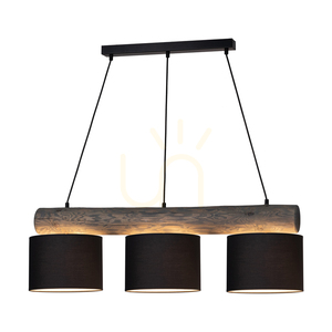 Lampa suspendată Pino Mix, 3xE27, Max. 40 W, pin vopsit, metal gri/negru, cablu din PVC negru, abajur antracit, 100 cm small 1