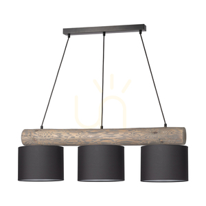 Lampa suspendată Pino Mix, 3xE27, Max. 40 W, pin vopsit, metal gri/negru, cablu din PVC negru, abajur antracit, 100 cm small 0