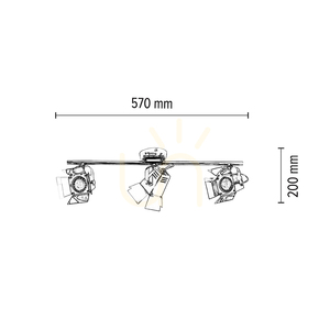 Lampă de tavan cu efect de fotografie, include 3 LED-uri GU10, maxim. 5 W, metal cromat, 57 cm small 4