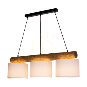 Lampa suspendată Pino Mix, 3xE27, Max. 40 W, pin vopsit în maro / metal negru / cablu din PVC negru / abajur alb, 100 cm small 1