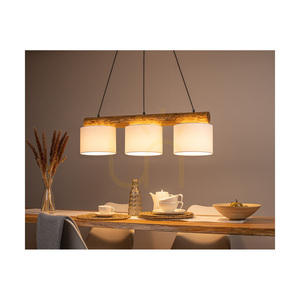 Lampa suspendată Pino Mix, 3xE27, Max. 40 W, pin vopsit în maro / metal negru / cablu din PVC negru / abajur alb, 100 cm small 3