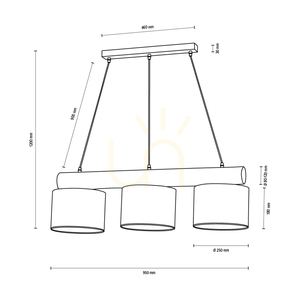 Lampa suspendată Pino Mix, 3xE27, Max. 40 W, pin vopsit în maro / metal negru / cablu din PVC negru / abajur alb, 100 cm small 4