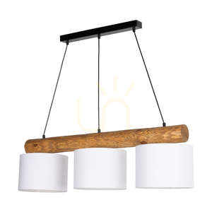 Lampa suspendată Pino Mix, 3xE27, Max. 40 W, pin vopsit în maro / metal negru / cablu din PVC negru / abajur alb, 100 cm small 0