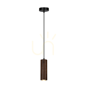 Lampă suspendată tip țeavă, include 1 bec LED GU10 (Max.. 5 W), lemn de fag și nuc / metal negru / cablu din PVC negru, Ø 10 cm small 1