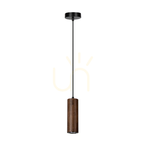 Lampă suspendată tip țeavă, include 1 bec LED GU10 (Max.. 5 W), lemn de fag și nuc / metal negru / cablu din PVC negru, Ø 10 cm small 0