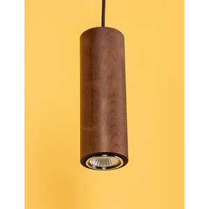 Lampă suspendată în formă de țeavă, include 3 LED-uri GU10 (Max.. 5 W), lemn de fag și nuc / metal negru / cablu din PVC negru (46 cm) small 3