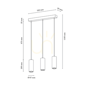 Lampă suspendată în formă de țeavă, include 3 LED-uri GU10 (Max.. 5 W), lemn de fag și nuc / metal negru / cablu din PVC negru (46 cm) small 5