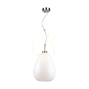 Lampa suspendată Piro, 1xE27, Max. 60 W, metal cromat / cablu din PVC transparent / abajur din sticlă albă, Ø 25 cm small 0