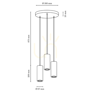 Lampă suspendată în formă de țeavă, include 3 LED-uri GU10 (Max.. 5 W), lemn de fag și nuc / metal negru / cablu din PVC negru, Ø 30 cm small 2